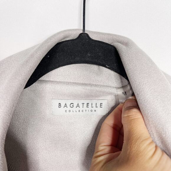 Bagatelle Collection Womens Medium M Gray Faux Suede Moto Jacket Asymmetrical - Picture 10 of 14